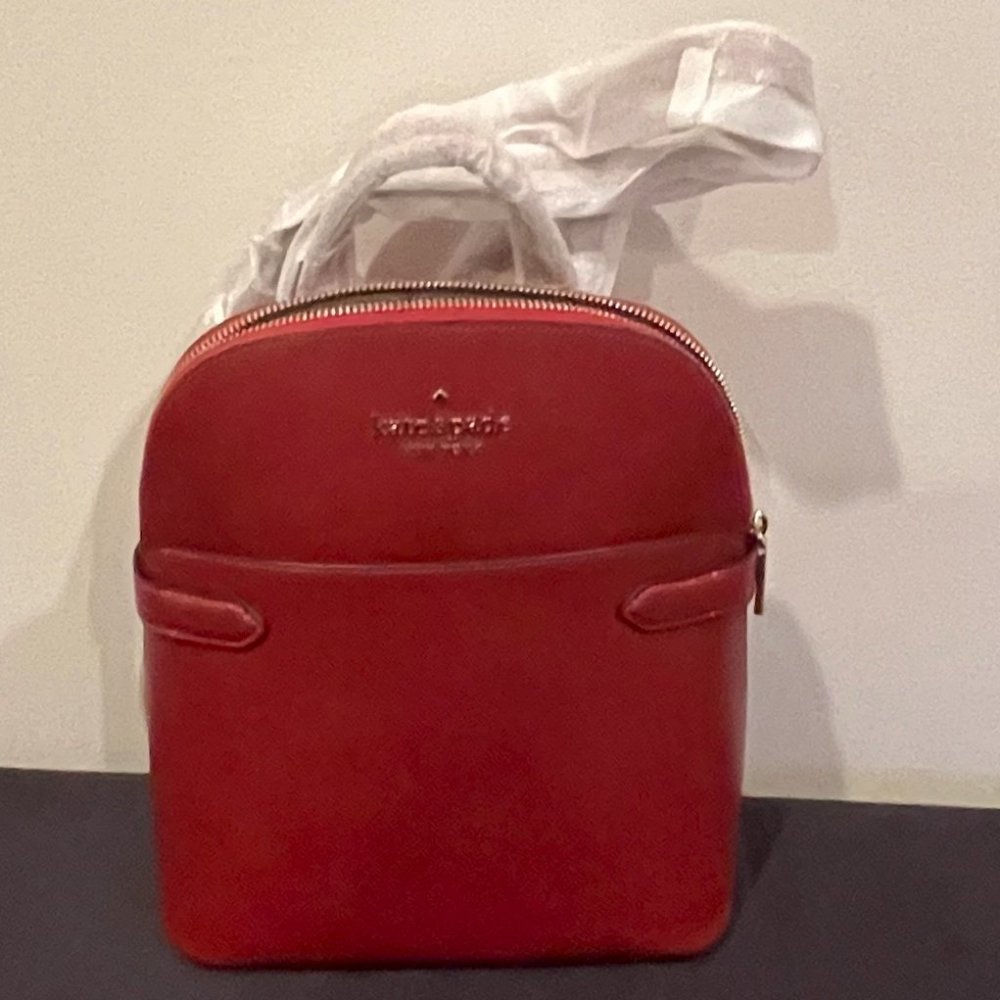 KATE SPADE STACI DOME LEATHER BACKPACK BAG STYLE K7340 RED CURRANT